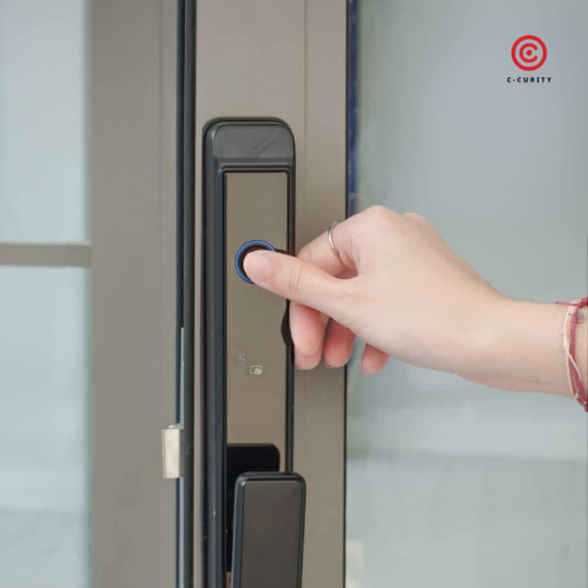 กลอนดิจิตอล ประตูบานเลื่อน ประตูบานเปิด ประตูอลูมิเนียม กลอนประตูดิจิตอล กันน้ำ สแกนนิ้ว Fingerprints Unlock DMB508 C-CURITY Digital Door Lock Smart Locks