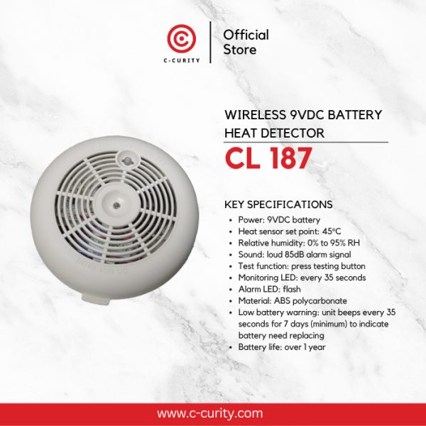 C-CURITY Wireless Heat Detector อุปกรณ์ตรวจจับความร้อน ไร้สาย