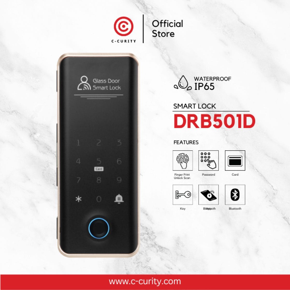Digital Door Lock Waterproof IP65 กลอนประตูดิจิตอลกันน้ำ C-CURITY