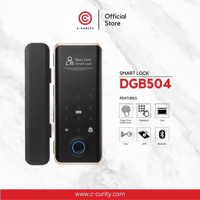 C-CURITY DGB504 Digital Door Lock for Glass door กลอนดิจิตอลประตูกระจก 5 ฟังก์ชัน